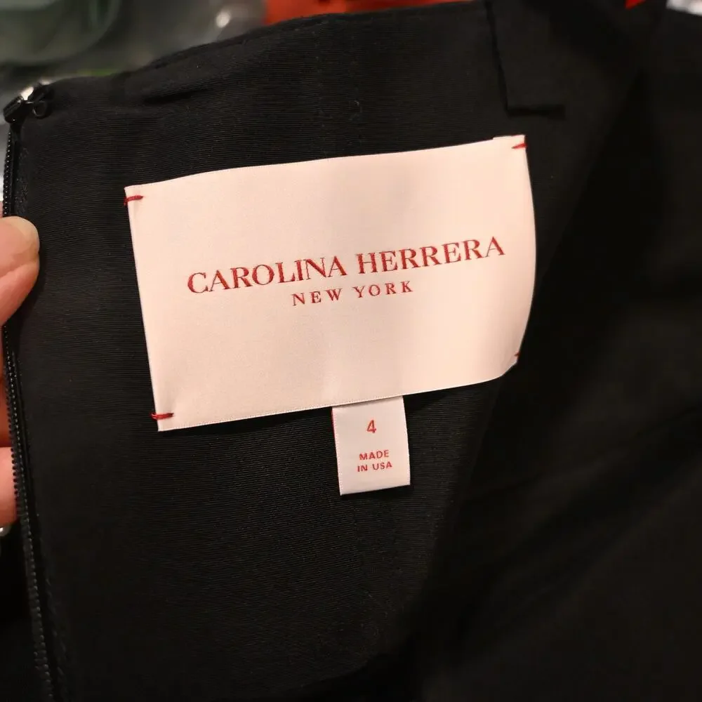 NWT: Carolina Herrera Embellished Pleated Silk-Faille Midi Dress - Picture 8 of 14